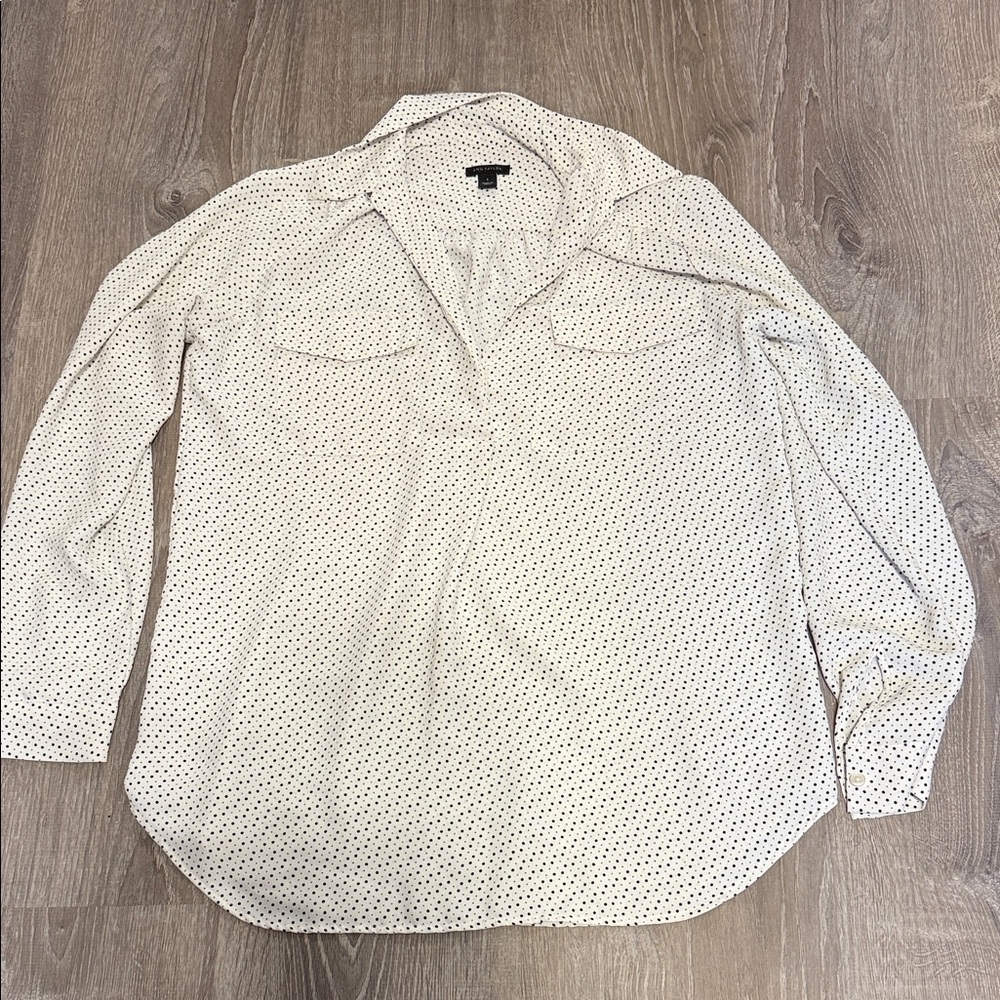 Women’s Ann Taylor White Polka Dot Blouse
